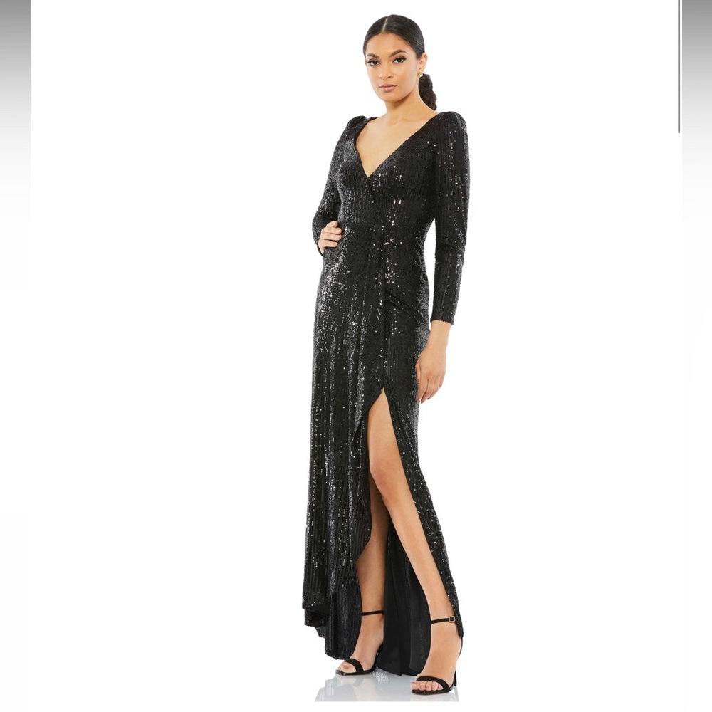 NWT Leena for Mac Duggal SEQUIN WRAP Gown Size 12